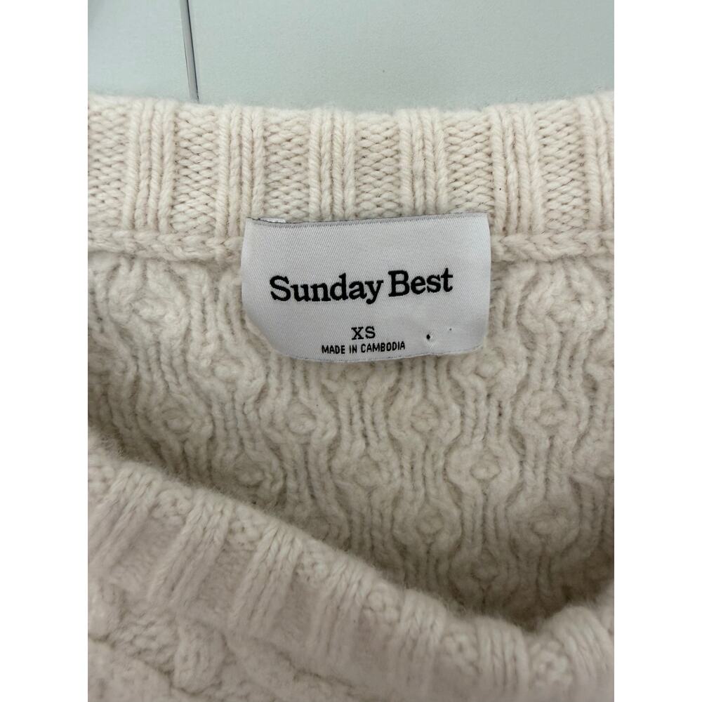 SUNDAY BEST x ARITZIA Women's Cream Peggy Sweater Chunky Fisherman Cable-Knit - Picture 2 of 7